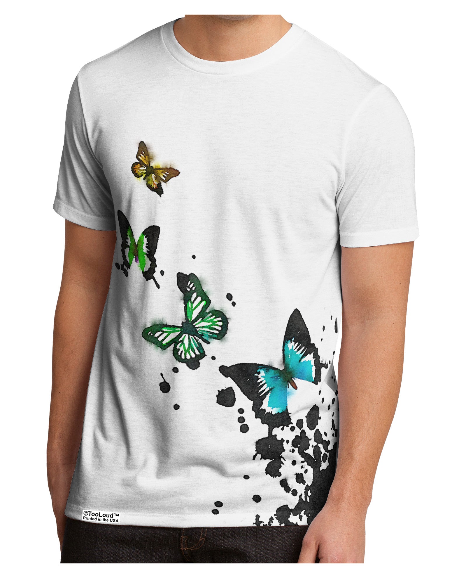 Splatter Butterflies AOP Men's Sub Tee Single Side All Over Print-TooLoud-White-Small-Davson Sales