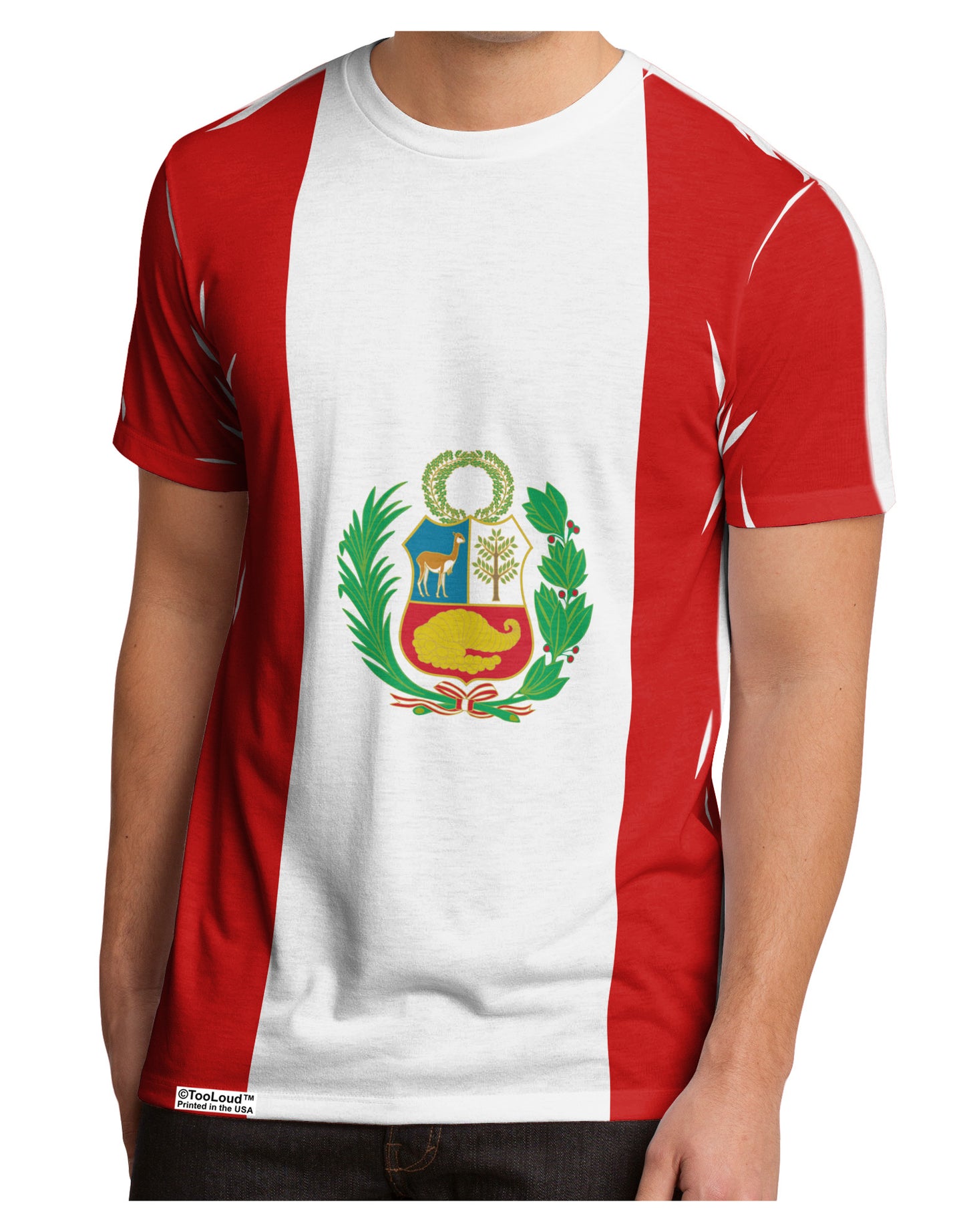 Peru Flag AOP Men's Sub Tee Single Side All Over Print-TooLoud-White-Small-Davson Sales