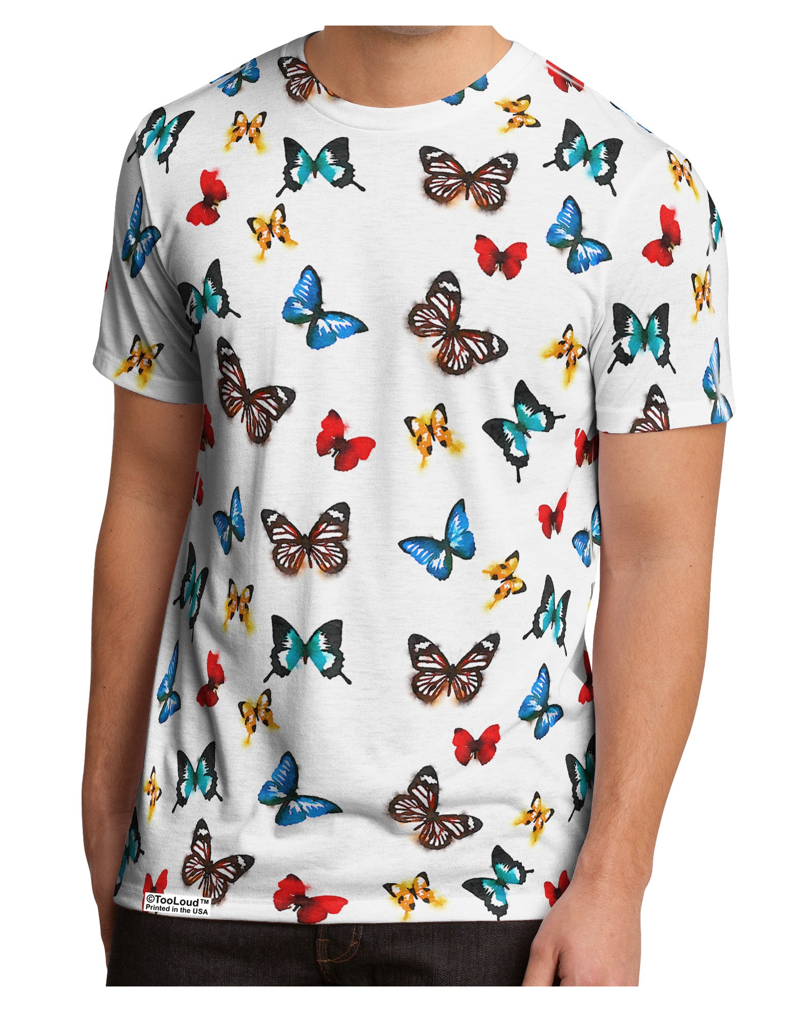 Watercolor Butterflies AOP Men's Sub Tee Dual Sided All Over Print-TooLoud-White-Small-Davson Sales