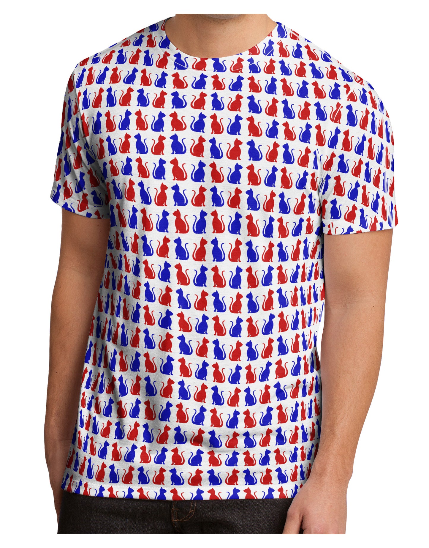 Patriotic Cat Pattern Men's Sub Tee Dual Sided All Over Print-TooLoud-White-Small-Davson Sales