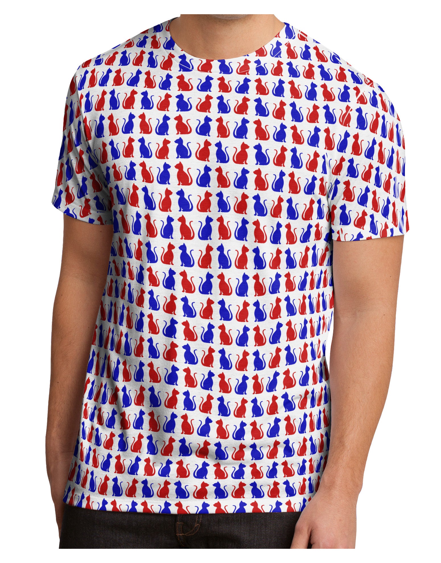 Patriotic Cat Pattern Men's Sub Tee Dual Sided All Over Print-TooLoud-White-Small-Davson Sales