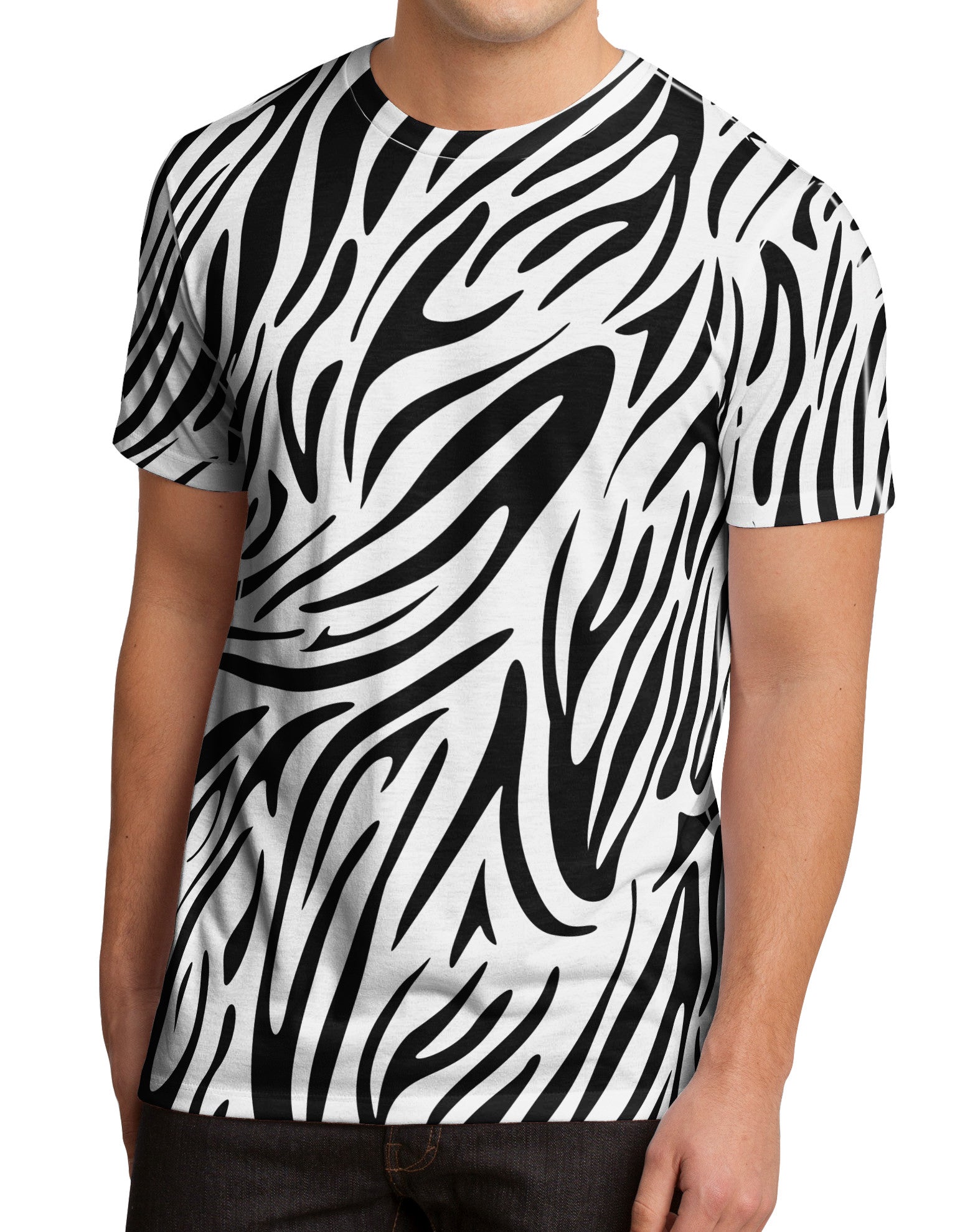 Zebra Print Men's Sub Tee Dual Sided All Over Print-TooLoud-White-Small-Davson Sales