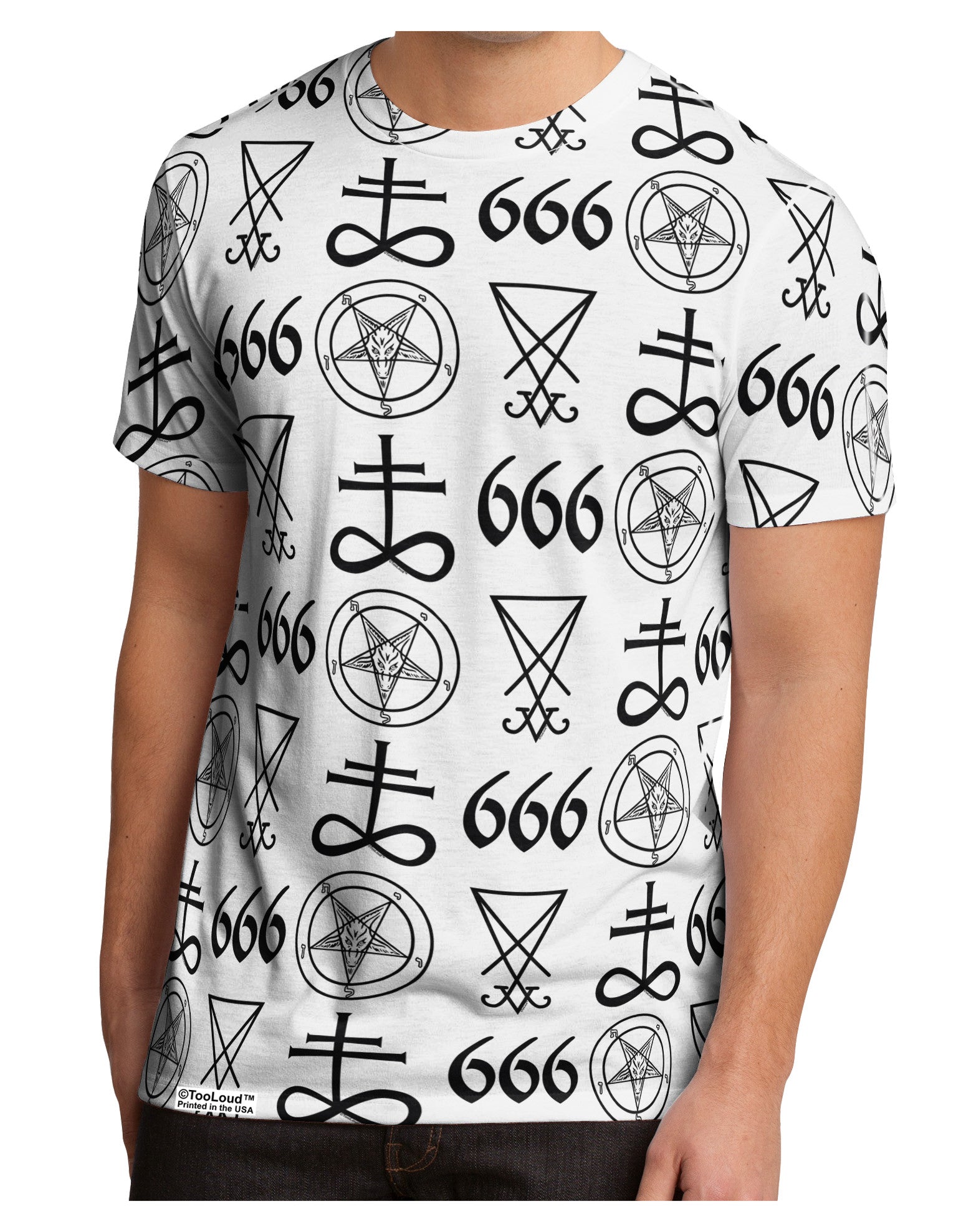 Satanic Symbols Men's Sub Tee Dual Sided All Over Print-TooLoud-White-Small-Davson Sales