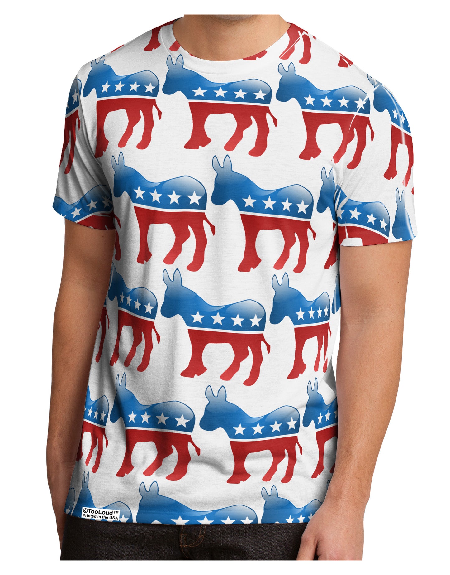 Democratic Symbol All Over Men's Sub Tee Dual Sided All Over Print-TooLoud-White-Small-Davson Sales