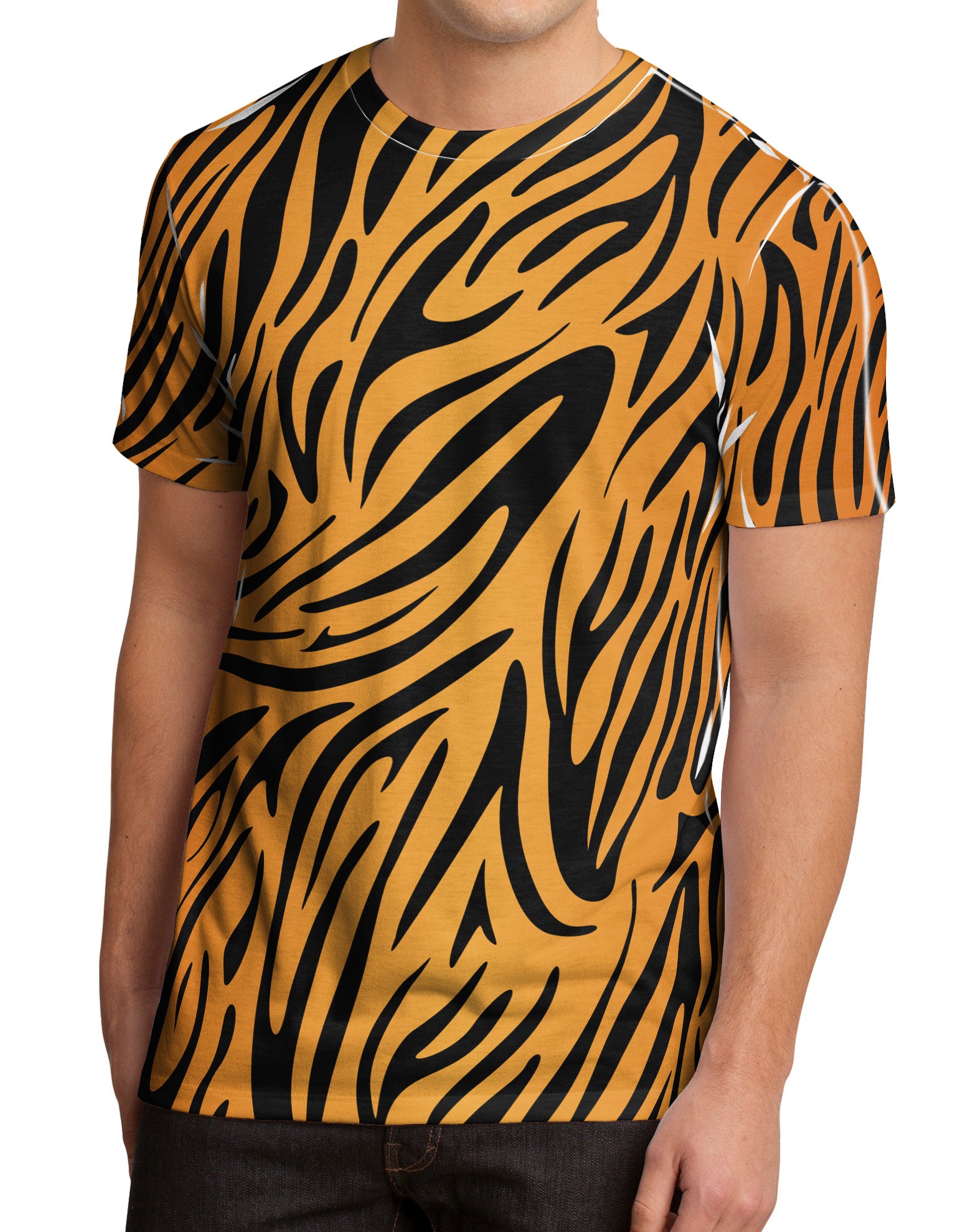 Tiger Print Men's Sub Tee Dual Sided All Over Print-TooLoud-White-Small-Davson Sales