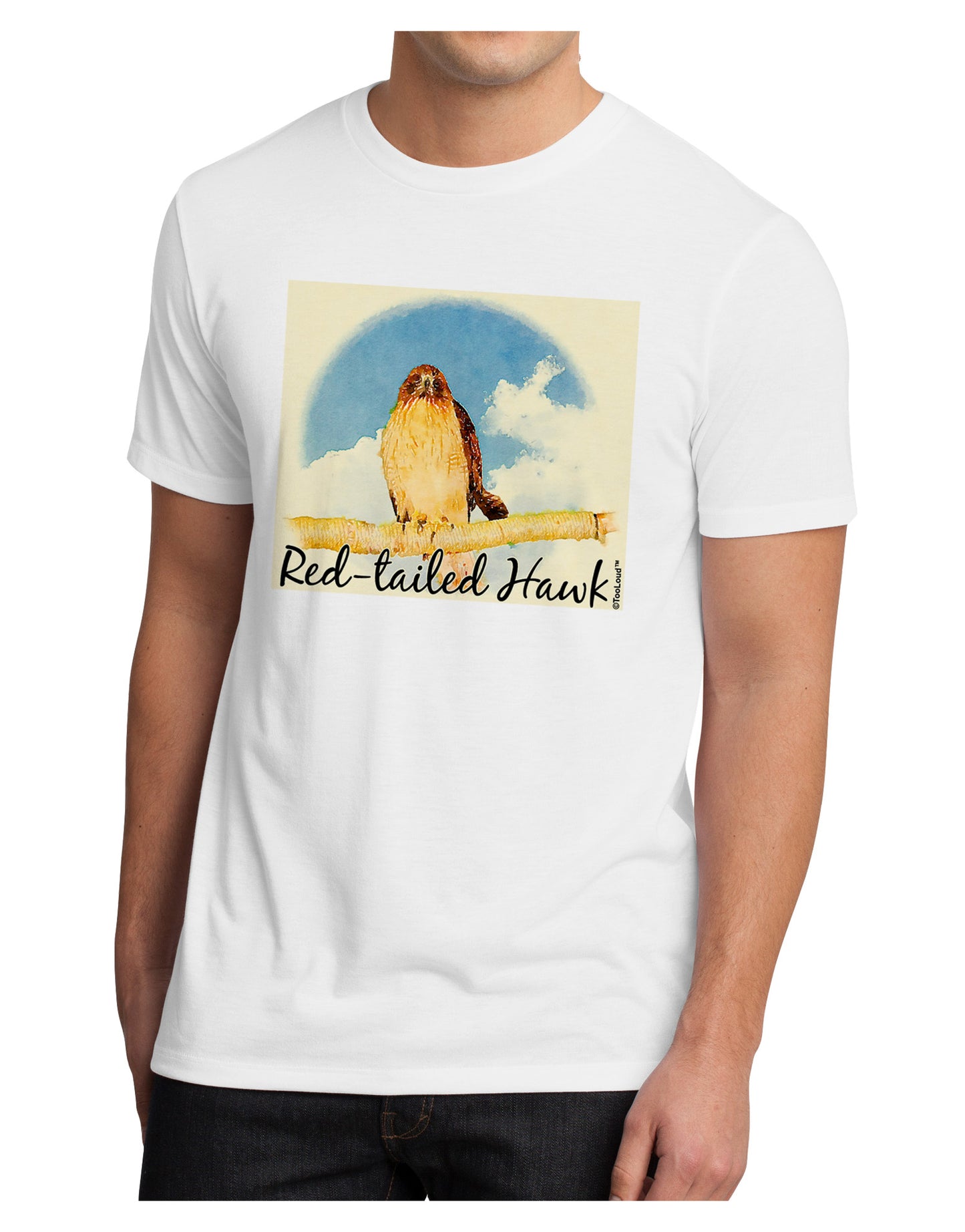 Red-tailed Hawk Text Men's Sublimate Tee-TooLoud-White-Small-Davson Sales