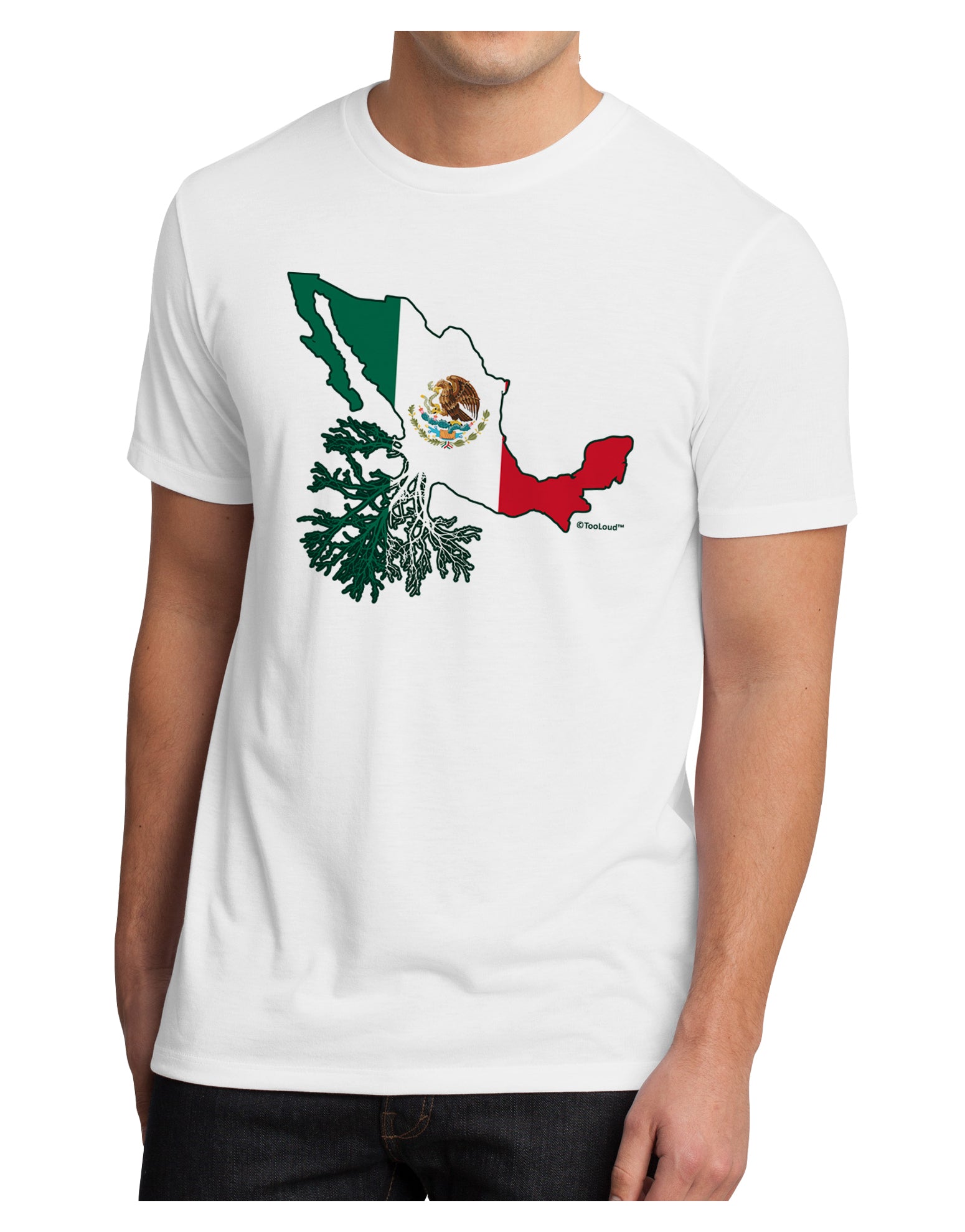 Mexican Roots - Mexico Outline Mexican Flag Men's Sublimate Tee by TooLoud-TooLoud-White-Small-Davson Sales