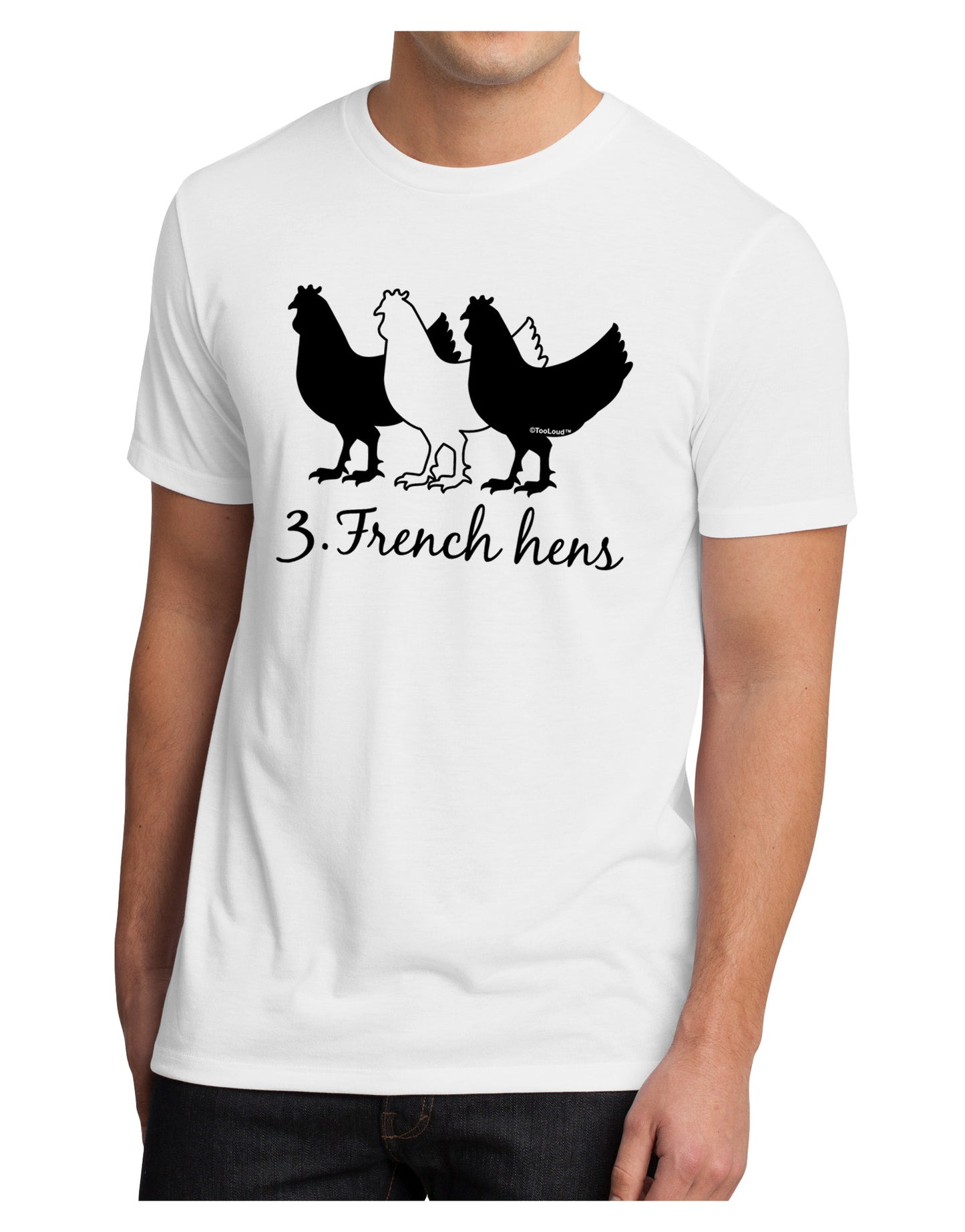 Three French Hens Text Men's Sublimate Tee-TooLoud-White-Small-Davson Sales