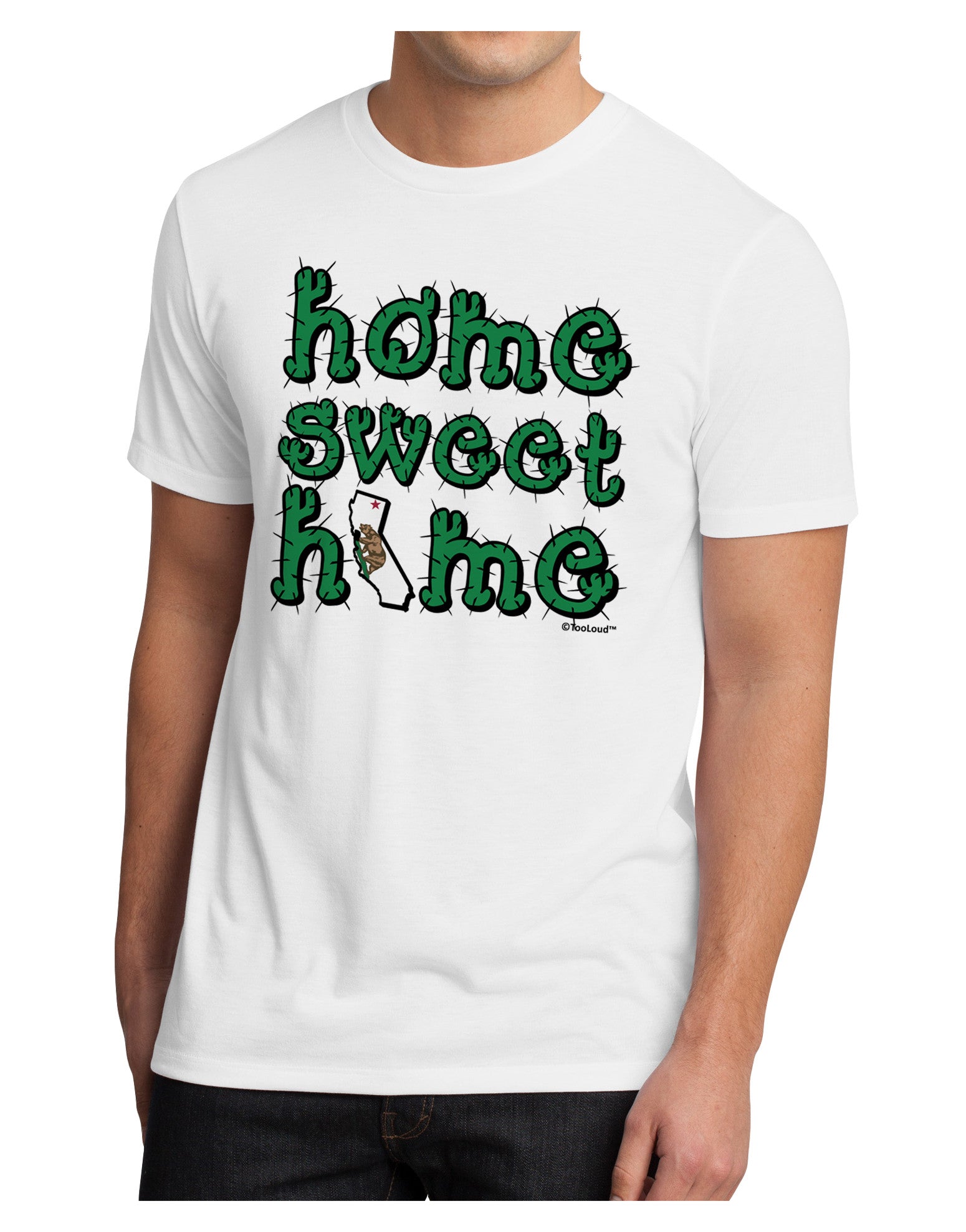 Home Sweet Home - California - Cactus and State Flag Men's Sublimate Tee by TooLoud-TooLoud-White-Small-Davson Sales