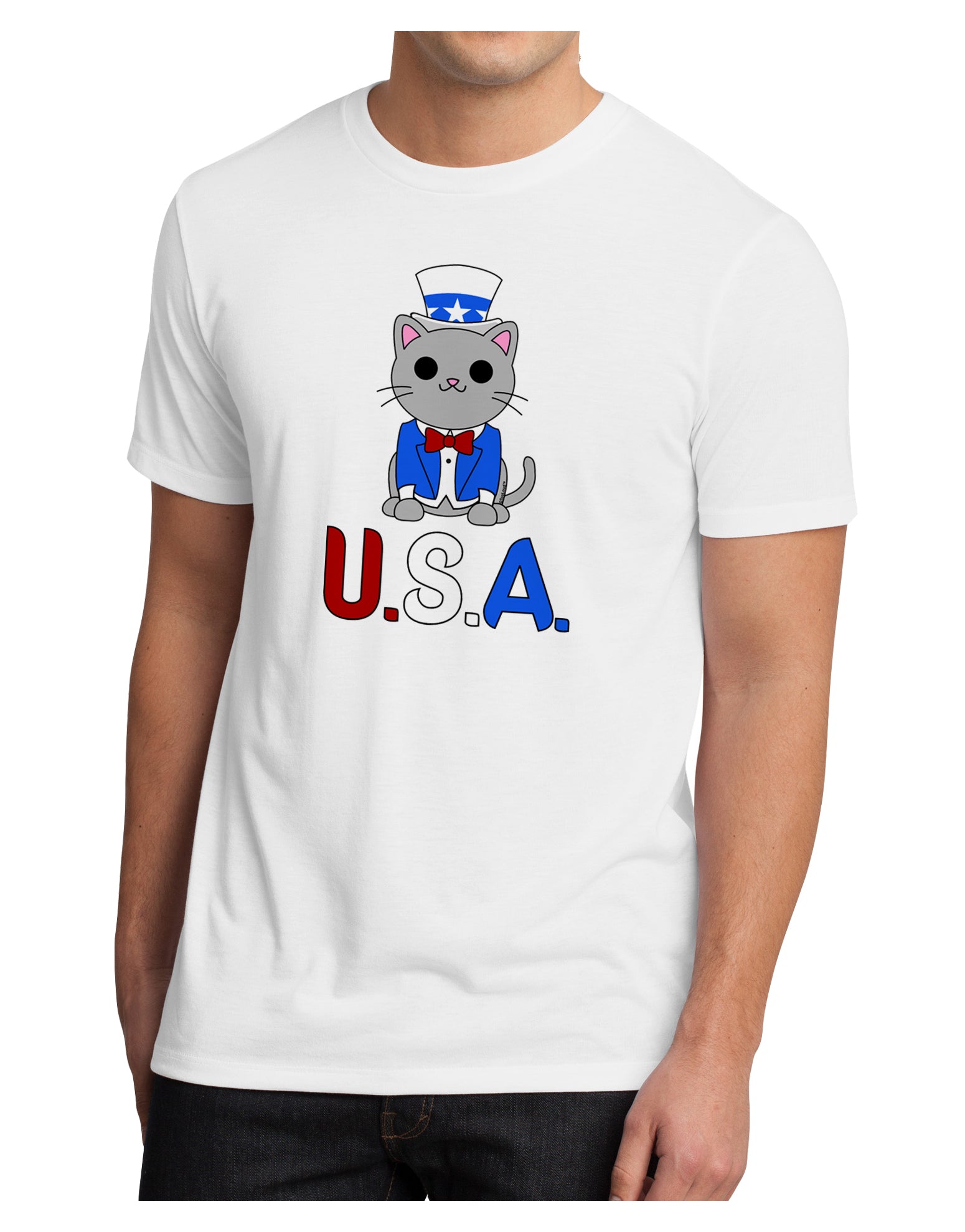Patriotic Cat - USA Men's Sublimate Tee by TooLoud-TooLoud-White-Small-Davson Sales