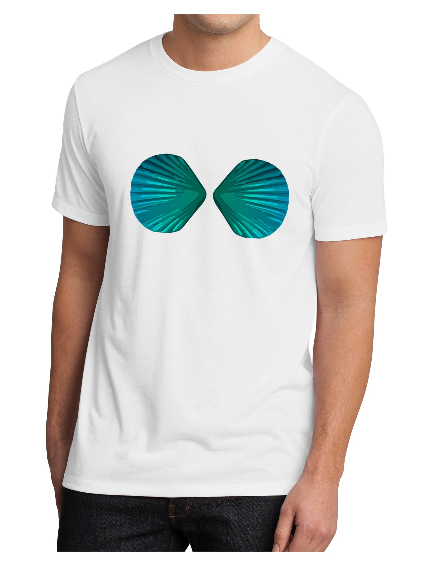 Mermaid Shell Bra Blue Men's Sublimate Tee by TooLoud-TooLoud-White-Small-Davson Sales