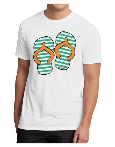 Striped Flip Flops - Teal and Orange Men's Sublimate Tee-TooLoud-White-Small-Davson Sales