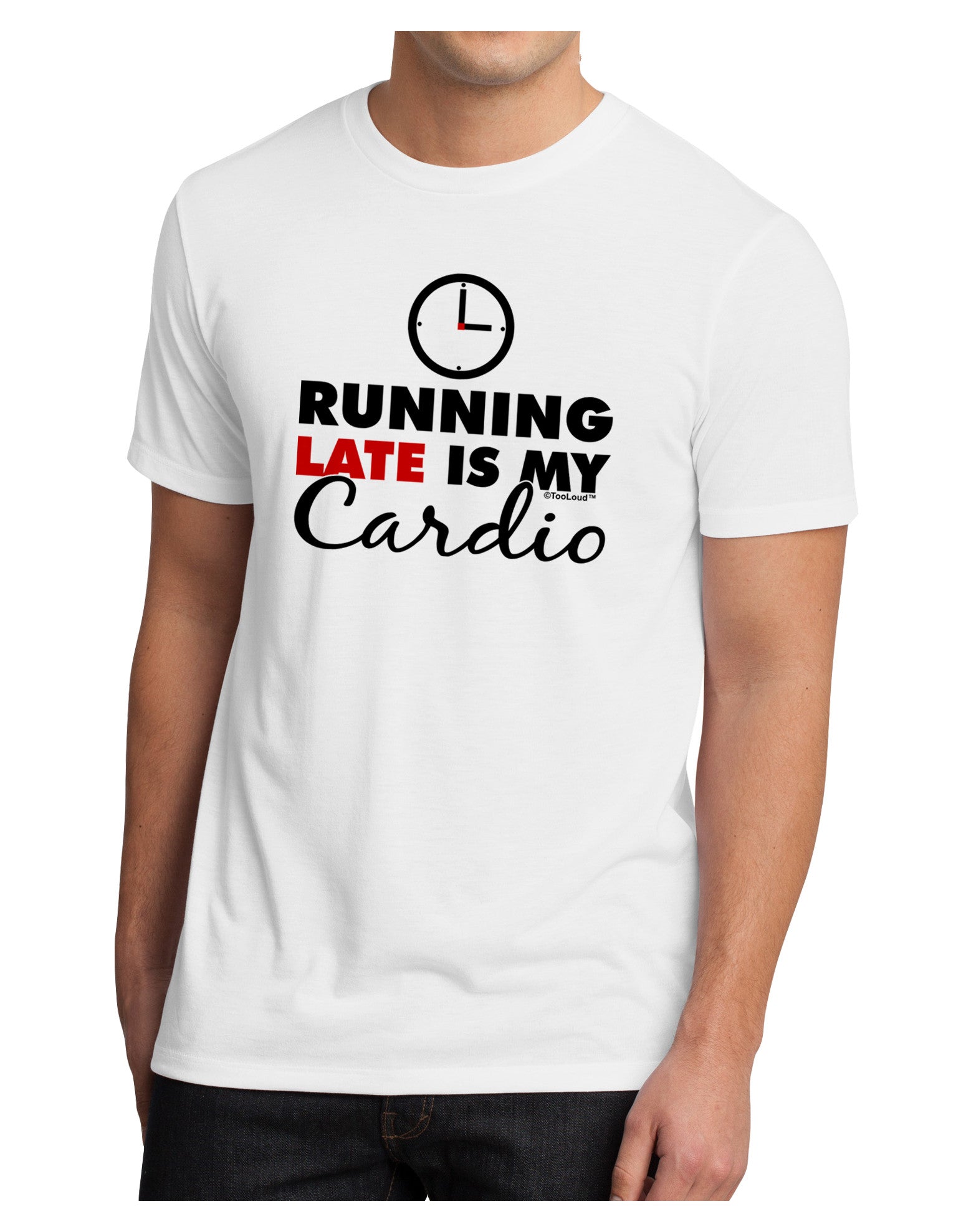 Running Late Is My Cardio Men's Sublimate Tee-TooLoud-White-Small-Davson Sales