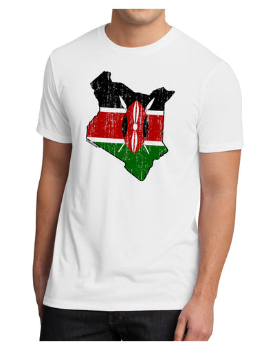 Kenya Flag Silhouette Distressed Men's Sublimate Tee-TooLoud-White-Small-Davson Sales