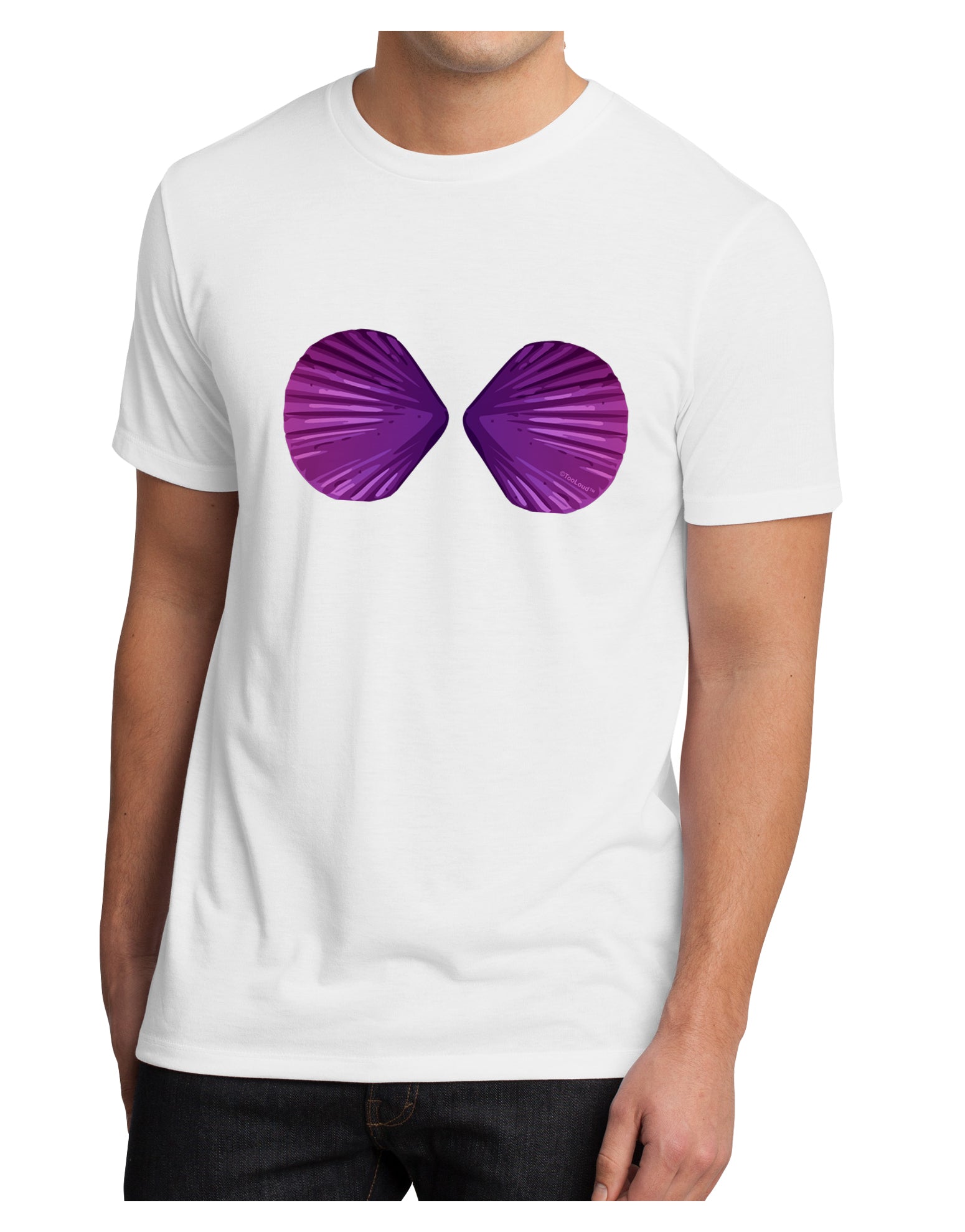Mermaid Shell Bra Purple Men's Sublimate Tee by TooLoud-TooLoud-White-Small-Davson Sales