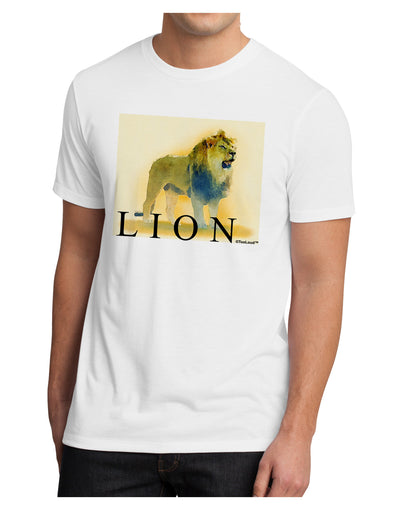 Lion Watercolor 1 Text Men's Sublimate Tee-TooLoud-White-Small-Davson Sales