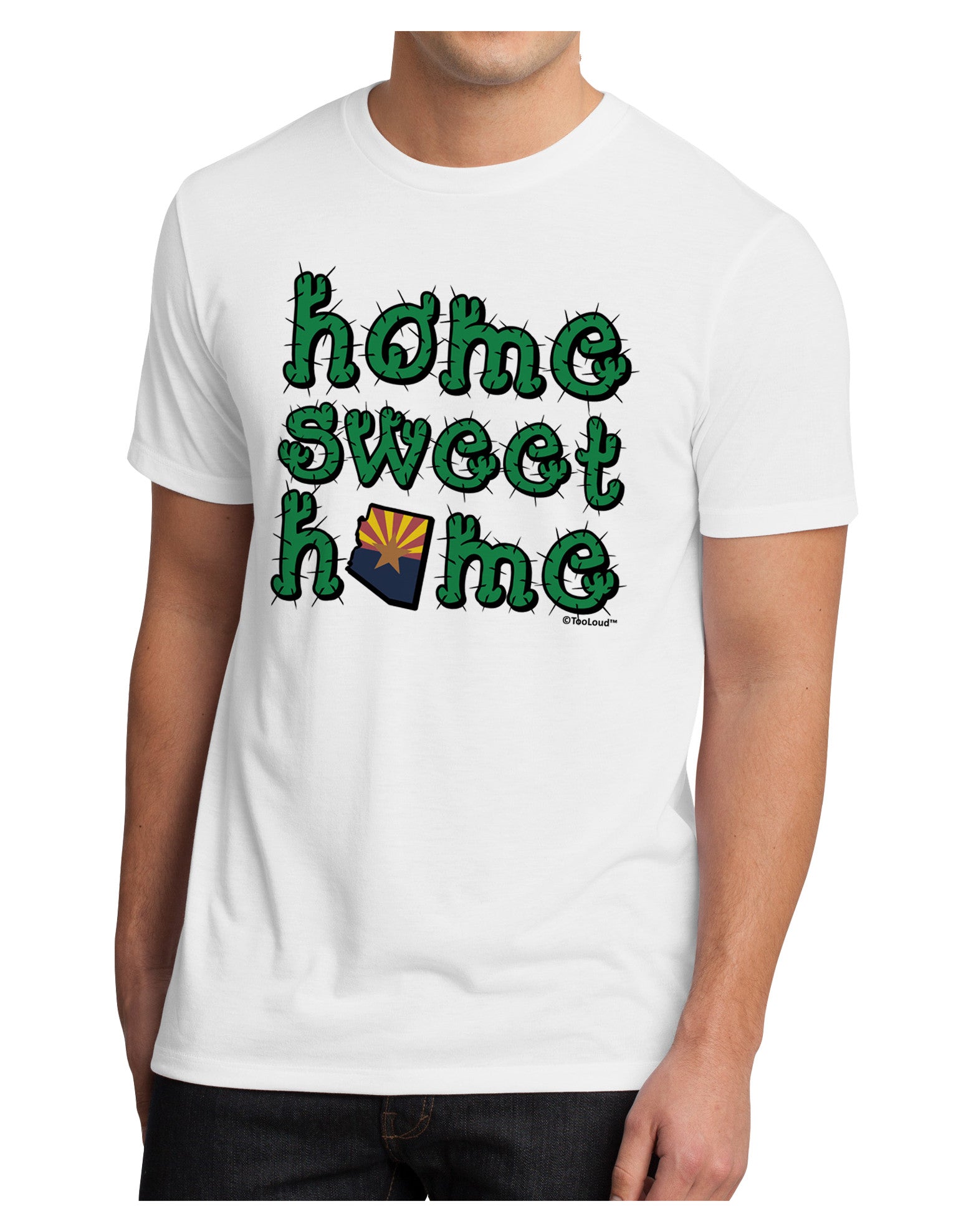 Home Sweet Home - Arizona - Cactus and State Flag Men's Sublimate Tee by TooLoud-TooLoud-White-Small-Davson Sales