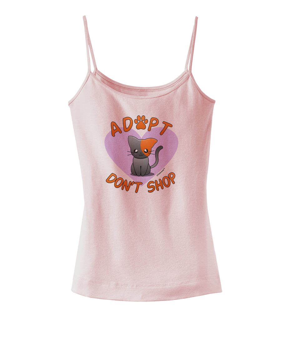 Adopt Don't Shop Cute Kitty Spaghetti Strap Tank-Womens Spaghetti Strap Tanks-TooLoud-White-X-Small-Davson Sales