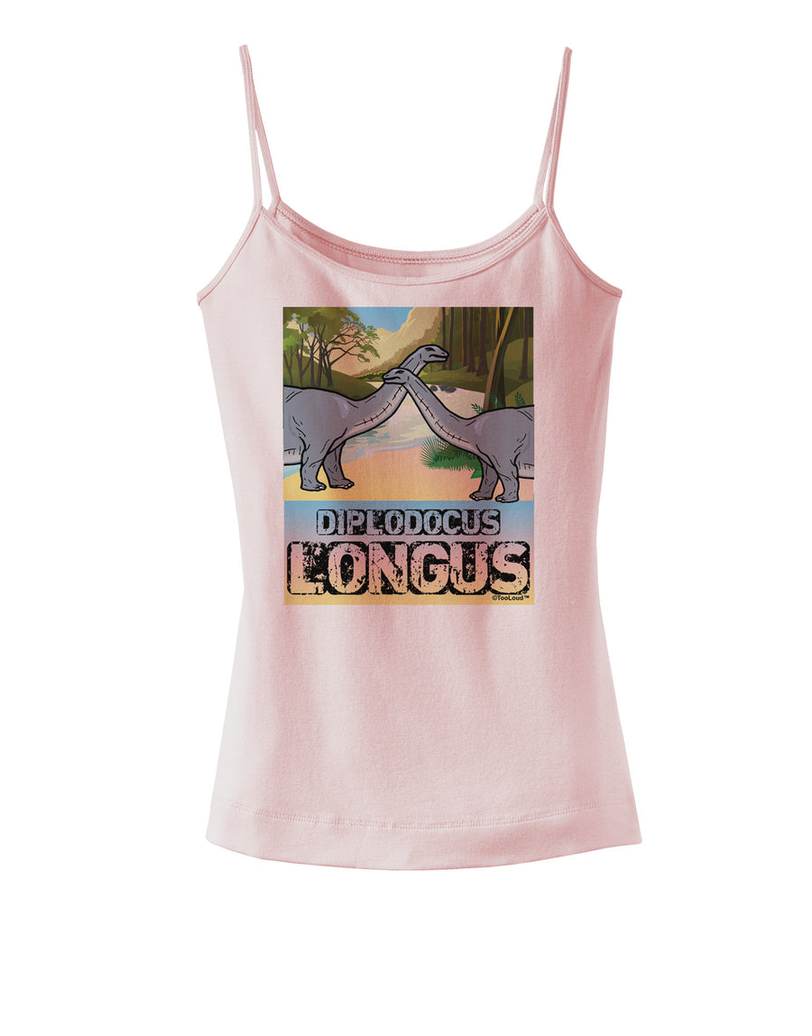 Diplodocus Longus - With Name Spaghetti Strap Tank-Womens Spaghetti Strap Tanks-TooLoud-White-X-Small-Davson Sales