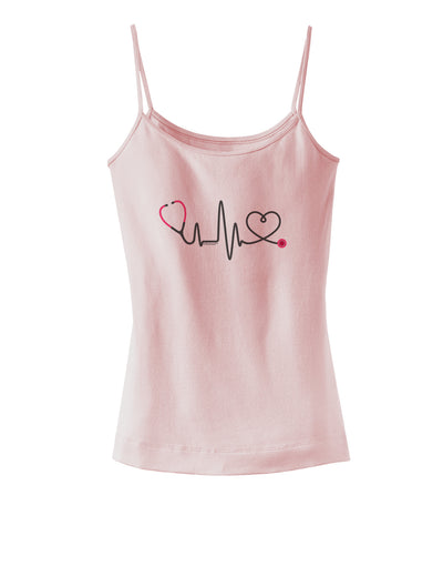 Stethoscope Heartbeat Spaghetti Strap Tank-Womens Spaghetti Strap Tanks-TooLoud-SoftPink-X-Small-Davson Sales