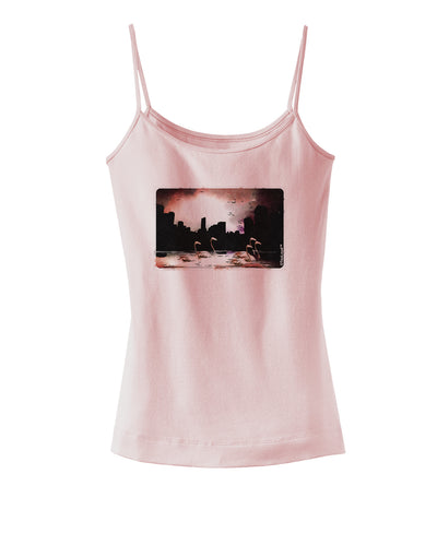 Nighttime Flamingos Spaghetti Strap Tank-Womens Spaghetti Strap Tanks-TooLoud-SoftPink-X-Small-Davson Sales