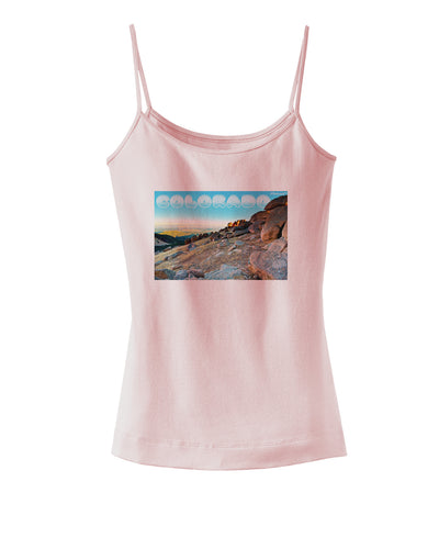 CO Rockies View with Text Spaghetti Strap Tank-Womens Spaghetti Strap Tanks-TooLoud-SoftPink-X-Small-Davson Sales