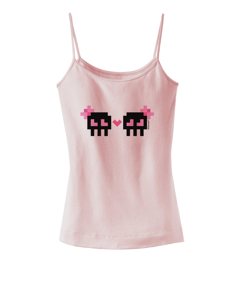 8-Bit Skull Love - Girl and Girl Spaghetti Strap Tank-Womens Spaghetti Strap Tanks-TooLoud-White-X-Small-Davson Sales