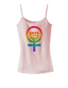 Rainbow Distressed Feminism Symbol Spaghetti Strap Tank-Womens Spaghetti Strap Tanks-TooLoud-SoftPink-X-Small-Davson Sales