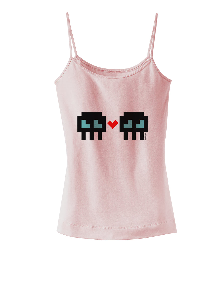 8-Bit Skull Love - Boy and Boy Spaghetti Strap Tank-Womens Spaghetti Strap Tanks-TooLoud-White-X-Small-Davson Sales