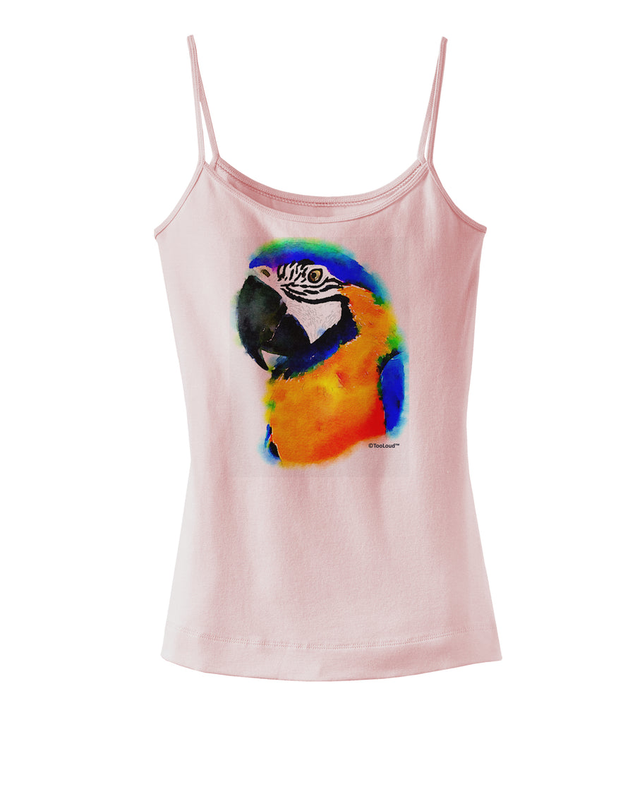 Brightly Colored Parrot Watercolor Spaghetti Strap Tank-Womens Spaghetti Strap Tanks-TooLoud-White-X-Small-Davson Sales