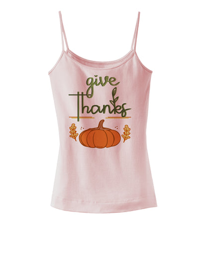 Give Thanks Dark Juniors Petite Spagetti Strap Tank-Womens V-Neck T-Shirts-TooLoud-SoftPink-Small-Davson Sales