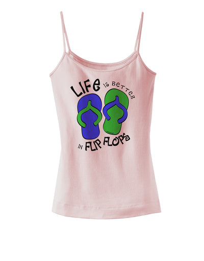 Life is Better in Flip Flops - Blue and Green Spaghetti Strap Tank-Womens Spaghetti Strap Tanks-TooLoud-SoftPink-X-Small-Davson Sales