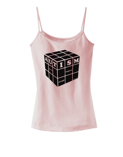 Autism Awareness - Cube B & W Spaghetti Strap Tank-Womens Spaghetti Strap Tanks-TooLoud-SoftPink-X-Small-Davson Sales