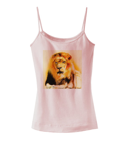 Lion Watercolor 4 Spaghetti Strap Tank-Womens Spaghetti Strap Tanks-TooLoud-SoftPink-X-Small-Davson Sales