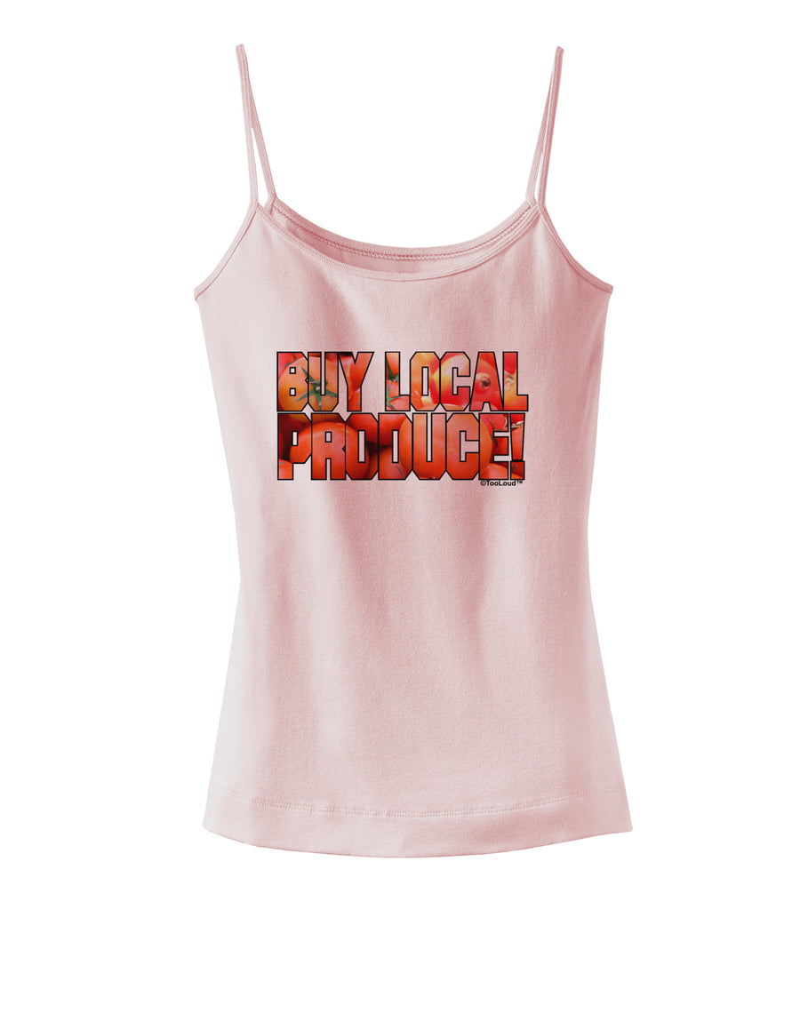 Buy Local Produce Tomatoes Text Spaghetti Strap Tank-Womens Spaghetti Strap Tanks-TooLoud-White-X-Small-Davson Sales