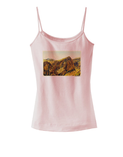 Arizona Mountains Watercolor Spaghetti Strap Tank-Womens Spaghetti Strap Tanks-TooLoud-SoftPink-X-Small-Davson Sales