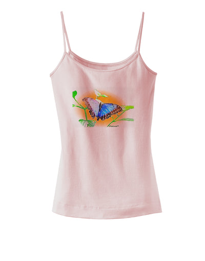 Blue Watercolor Butterfly Spaghetti Strap Tank-Womens Spaghetti Strap Tanks-TooLoud-SoftPink-X-Small-Davson Sales