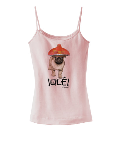 Pug Dog with Pink Sombrero - Ole Spaghetti Strap Tank  by TooLoud