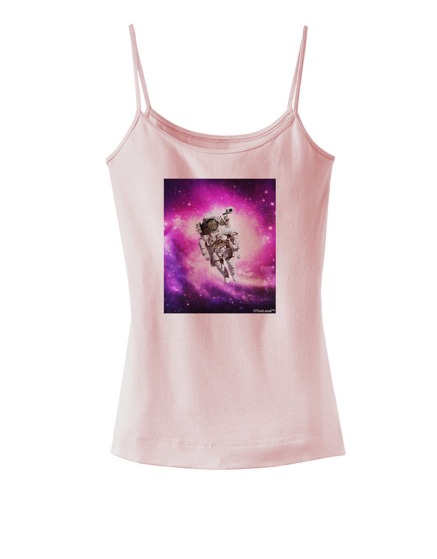 Astronaut Cat Spaghetti Strap Tank-Womens Spaghetti Strap Tanks-TooLoud-White-X-Small-Davson Sales