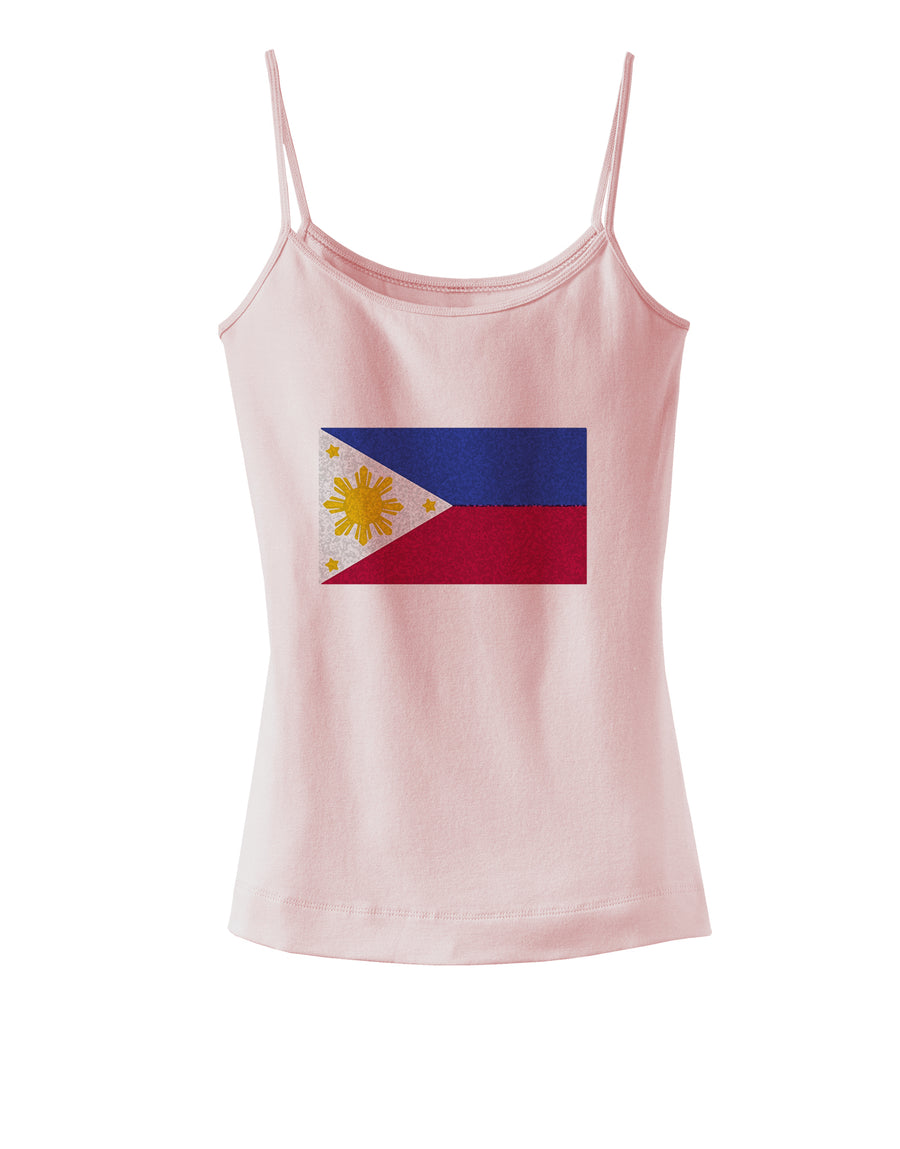 TooLoud Distressed Philippines Flag Spaghetti Strap Tank-Womens Spaghetti Strap Tanks-TooLoud-White-X-Small-Davson Sales
