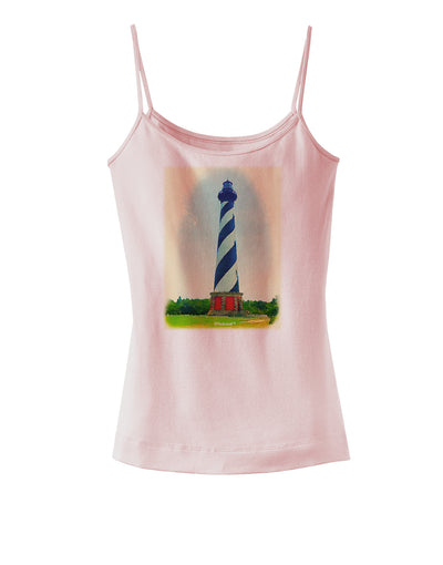 Watercolor Lighthouse 1 Spaghetti Strap Tank-Womens Spaghetti Strap Tanks-TooLoud-SoftPink-X-Small-Davson Sales