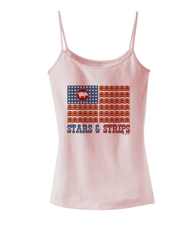 American Bacon Flag - Stars and Strips Spaghetti Strap Tank-Womens Spaghetti Strap Tanks-TooLoud-SoftPink-X-Small-Davson Sales