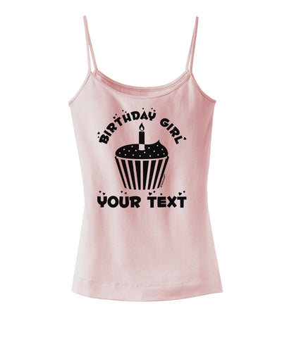 Personalized Birthday Girl Cupcake -Customizable- Name Spaghetti Strap Tank-Womens Spaghetti Strap Tanks-TooLoud-SoftPink-X-Small-Davson Sales
