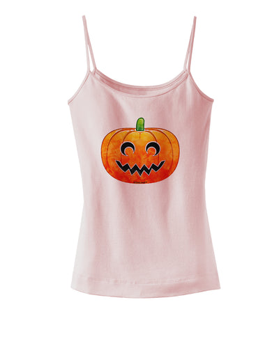 Jack-O-Lantern Watercolor Spaghetti Strap Tank-Womens Spaghetti Strap Tanks-TooLoud-SoftPink-X-Small-Davson Sales