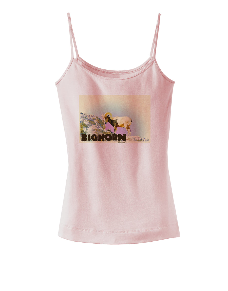 Bighorn Ram WatercolorText Spaghetti Strap Tank-Womens Spaghetti Strap Tanks-TooLoud-White-X-Small-Davson Sales