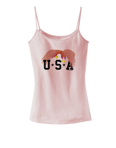 Bald Eagle USA Spaghetti Strap Tank-Womens Spaghetti Strap Tanks-TooLoud-SoftPink-X-Small-Davson Sales