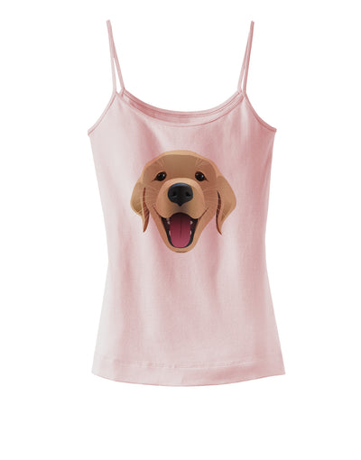 Cute Golden Retriever Puppy Face Spaghetti Strap Tank-Womens Spaghetti Strap Tanks-TooLoud-SoftPink-X-Small-Davson Sales