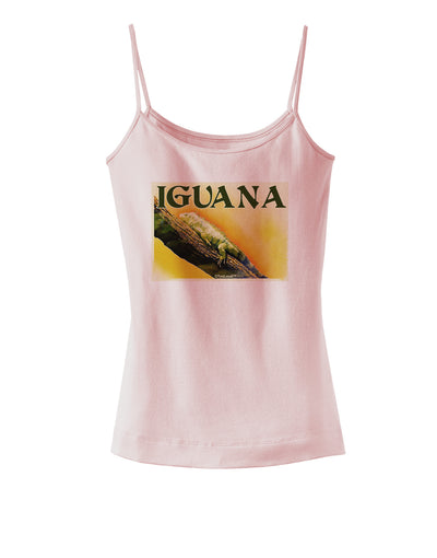 Iguana Watercolor Text Spaghetti Strap Tank-Womens Spaghetti Strap Tanks-TooLoud-SoftPink-X-Small-Davson Sales