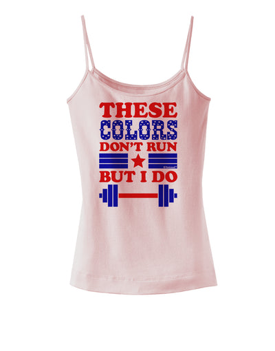 These Colors Don't Run But I Do - Patriotic Workout Spaghetti Strap Tank-Womens Spaghetti Strap Tanks-TooLoud-SoftPink-X-Small-Davson Sales