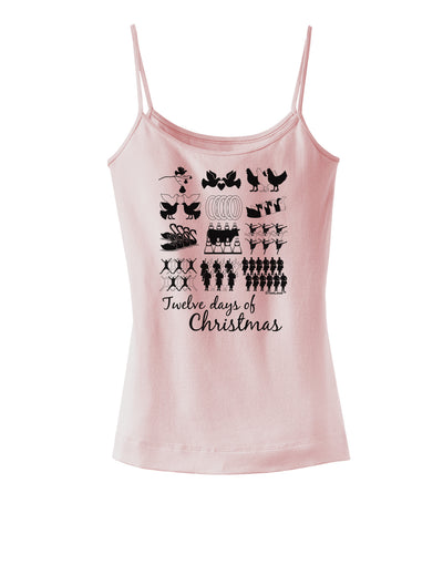 TooLoud Twelve Days of Christmas Text Spaghetti Strap Tank-Womens Spaghetti Strap Tanks-TooLoud-SoftPink-X-Small-Davson Sales